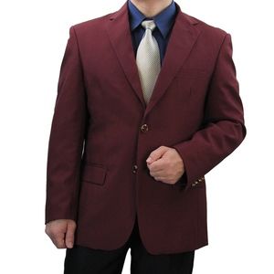 Men's 2 Button Blazer Jacket Sports Coat-Burgundy